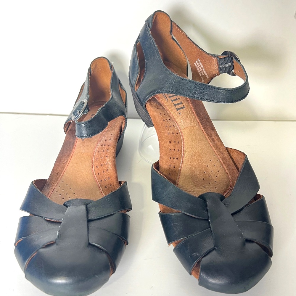 Cobb Hill Womens Black Leather Mary Jane Sandals Heel CBW16BK‎ Size 8.5N